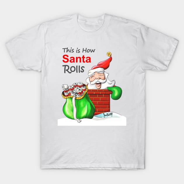 Santa Claus with Toilet Paper Gift V2 T-Shirt by SidneyTees